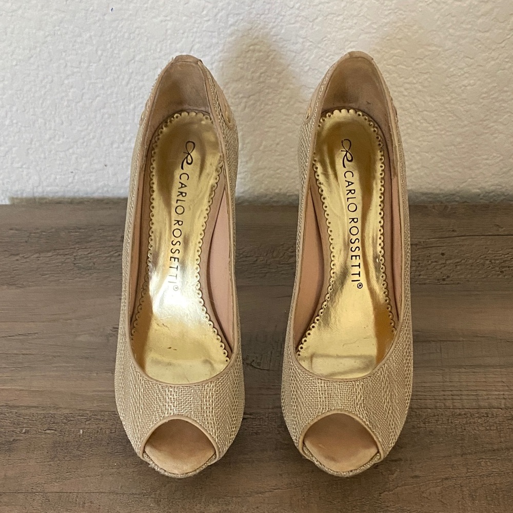 Beige Peep Toe Heels